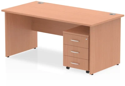 Dynamic Impulse Rectangular Desk with Panel End Legs and 3 Drawer Mobile Pedestal