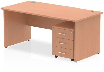 Dynamic Impulse Rectangular Desk with Panel End Legs and 3 Drawer Mobile Pedestal - 1600mm x 800mm