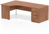 Dynamic Impulse Corner Desk with Panel End Leg and 800mm Fixed Pedestal - 1600 x 1200mm - Walnut
