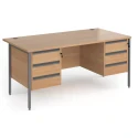 Dams Contract 25 Rectangular Desk with Straight Legs, 3 and 3 Drawer Fixed Pedestals - 1600 x 800mm