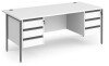 Dams Contract 25 Rectangular Desk with Straight Legs, 3 and 3 Drawer Fixed Pedestals - 1800 x 800mm - White