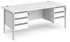 Dams Contract 25 Rectangular Desk with Straight Legs, 3 and 3 Drawer Fixed Pedestals - 1800 x 800mm - White
