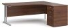 Dams Maestro 25 Corner Desk with Twin Cantilever Legs - 1800 x 1200mm & Desk High Pedestal - Walnut