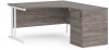 Dams Maestro 25 Corner Desk with Twin Cantilever Legs - 1400 x 1200mm & Desk High Pedestal - Grey Oak