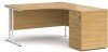 Dams Maestro 25 Corner Desk with Twin Cantilever Legs - 1400 x 1200mm & Desk High Pedestal - Oak