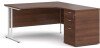 Dams Maestro 25 Corner Desk with Twin Cantilever Legs - 1400 x 1200mm & Desk High Pedestal - Walnut