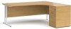 Dams Maestro 25 Corner Desk with Twin Cantilever Legs - 1800 x 1200mm & Desk High Pedestal - Oak