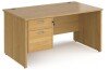Dams Maestro 25 Rectangular Desk with Panel End Legs and 2 Drawer Fixed Pedestal - 1400 x 800mm - Oak