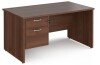 Dams Maestro 25 Rectangular Desk with Panel End Legs and 2 Drawer Fixed Pedestal - 1400 x 800mm - Walnut