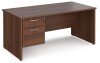 Dams Maestro 25 Rectangular Desk with Panel End Legs and 2 Drawer Fixed Pedestal - 1600 x 800mm - Walnut