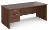 Dams Maestro 25 Rectangular Desk with Panel End Legs and 2 Drawer Fixed Pedestal - 1800 x 800mm - Walnut