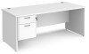 Dams Maestro 25 Rectangular Desk with Panel End Legs and 2 Drawer Fixed Pedestal - 1800 x 800mm - White