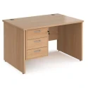 Dams Maestro 25 Rectangular Desk with Panel End Legs and 3 Drawer Fixed Pedestal - 1200 x 800mm