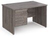 Dams Maestro 25 Rectangular Desk with Panel End Legs and 3 Drawer Fixed Pedestal - 1200 x 800mm - Grey Oak
