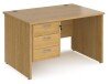 Dams Maestro 25 Rectangular Desk with Panel End Legs and 3 Drawer Fixed Pedestal - 1200 x 800mm - Oak