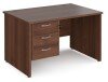 Dams Maestro 25 Rectangular Desk with Panel End Legs and 3 Drawer Fixed Pedestal - 1200 x 800mm - Walnut
