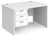 Dams Maestro 25 Rectangular Desk with Panel End Legs and 3 Drawer Fixed Pedestal - 1200 x 800mm - White