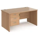 Dams Maestro 25 Rectangular Desk with Panel End Legs and 3 Drawer Fixed Pedestal - 1400 x 800mm