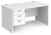 Dams Maestro 25 Rectangular Desk with Panel End Legs and 3 Drawer Fixed Pedestal - 1400 x 800mm - White