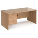 Dams Maestro 25 Rectangular Desk with Panel End Legs and 3 Drawer Fixed Pedestal - 1600 x 800mm