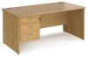 Dams Maestro 25 Rectangular Desk with Panel End Legs and 3 Drawer Fixed Pedestal - 1600 x 800mm - Oak