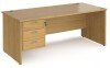 Dams Maestro 25 Rectangular Desk with Panel End Legs and 3 Drawer Fixed Pedestal - 1800 x 800mm - Oak