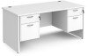 Dams Maestro 25 Rectangular Desk with Panel End Legs, 2 and 2 Drawer Fixed Pedestal - 1600 x 800mm - White