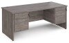 Dams Maestro 25 Rectangular Desk with Panel End Legs, 2 and 2 Drawer Fixed Pedestal - 1800 x 800mm - Grey Oak