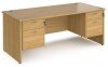 Dams Maestro 25 Rectangular Desk with Panel End Legs, 2 and 2 Drawer Fixed Pedestal - 1800 x 800mm - Oak