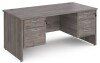 Dams Maestro 25 Rectangular Desk with Panel End Legs, 2 and 3 Drawer Fixed Pedestal - 1600 x 800mm - Grey Oak