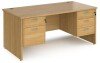 Dams Maestro 25 Rectangular Desk with Panel End Legs, 2 and 3 Drawer Fixed Pedestal - 1600 x 800mm - Oak