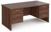 Dams Maestro 25 Rectangular Desk with Panel End Legs, 2 and 3 Drawer Fixed Pedestal - 1600 x 800mm - Walnut