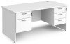 Dams Maestro 25 Rectangular Desk with Panel End Legs, 2 and 3 Drawer Fixed Pedestal - 1600 x 800mm - White