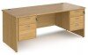 Dams Maestro 25 Rectangular Desk with Panel End Legs, 2 and 3 Drawer Fixed Pedestal - 1800 x 800mm - Oak