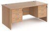 Dams Maestro 25 Rectangular Desk with Panel End Legs, 3 and 3 Drawer Fixed Pedestal - 1600 x 800mm - Beech