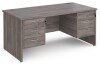 Dams Maestro 25 Rectangular Desk with Panel End Legs, 3 and 3 Drawer Fixed Pedestal - 1600 x 800mm - Grey Oak