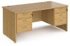 Dams Maestro 25 Rectangular Desk with Panel End Legs, 3 and 3 Drawer Fixed Pedestal - 1600 x 800mm - Oak