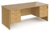 Dams Maestro 25 Rectangular Desk with Panel End Legs, 3 and 3 Drawer Fixed Pedestal - 1800 x 800mm - Oak