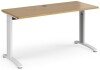 Dams TR10 Rectangular Desk with Cable Managed Legs - 1400mm x 600mm - Oak