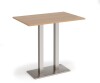 Dams Eros Rectangular Poseur Table with Flat Brushed Steel Rectangular Base & Twin Uprights - Beech