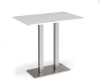 Dams Eros Rectangular Poseur Table with Flat Brushed Steel Rectangular Base & Twin Uprights - White