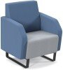 Dams Encore² Low Back 1 Seater Sofa 600mm Wide with Black Sled Frame - Late Grey & Range Blue