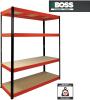 RB Boss FastLok 4 Tier Red/Black Powder Coated Freestanding Shelving - 1800 x 1600 x 600mm