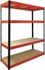 RB Boss 4 Tier Red/Black Powder Coated Freestanding Shelving 1800 x 1600 x 600mm