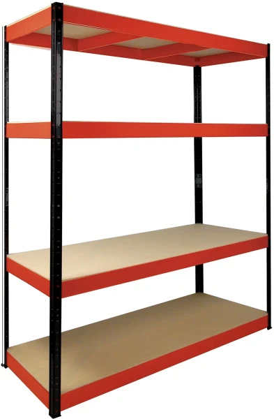 RB Boss Heavy Duty 4 Tier Red/Black Powder Coated Freestanding Shelving 1800 x 1600 x 600mm