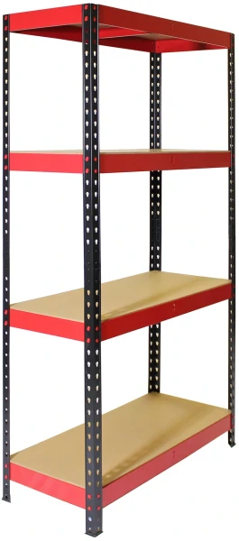 RB Boss FastLok 4 Tier Red/Black Powder Coated Freestanding Shelving - 1800 x 900 x 400mm