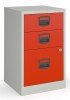 Bisley A4 Home Filer with 3 Drawers - Grey/Red