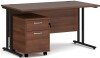 Dams Maestro 25 Rectangular Desk with Twin Canitlever Legs and 2 Drawer Mobile Pedestal - 1400 x 800mm - Walnut