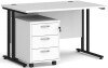 Dams Maestro 25 Rectangular Desk with Twin Cantilever Legs and 3 Drawer Mobile Pedestal - 1200 x 800mm - White