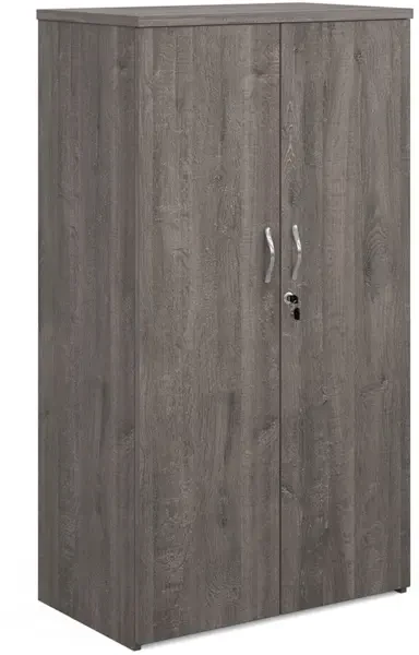 Dams Double Door Cupboard with 3 Shelves - 1440mm High - Grey Oak